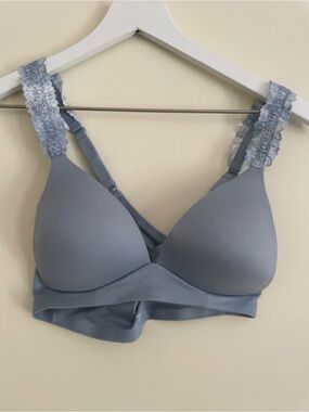 aerie Powder Blue Lace-Trim Wireless Bra